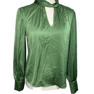 Joie twisted high neck silk feel blouse‎ green XS